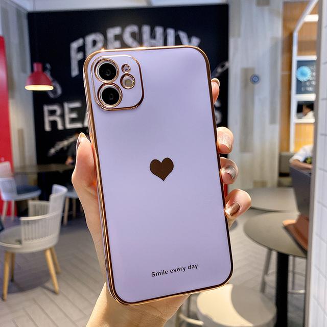 

Чехол для телефона для Iphone 14 13 12 11 Pro Max Xr X Xs Max 14pro Max 11 Pro, мягкий чехол из ТПУ с гальваническим покрытием и рисунком сердца любви For iPhone 13