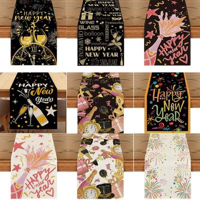 Fashion Chinese New Year Table Runner Wine Glass New Year New Year Tablecloth Table Decor Home Decor