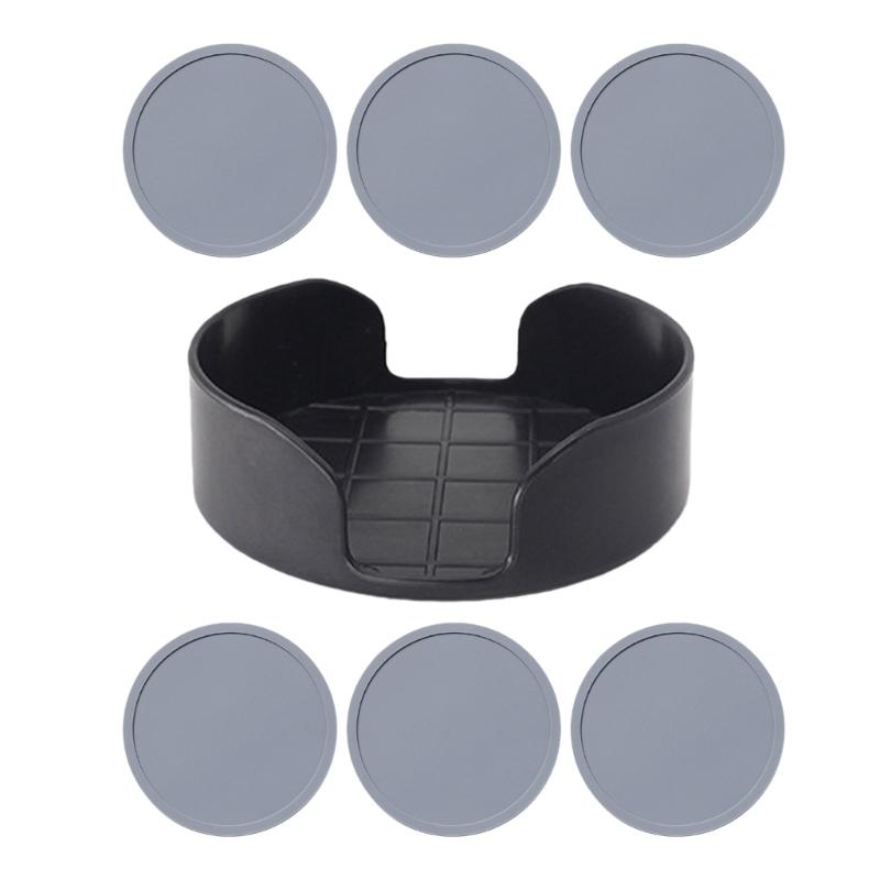6Pcs 10cm Diameter Silicone Round Drink Coasters Universals Cup Mats Prevents Spills Multipurpose Use In Homes Office
