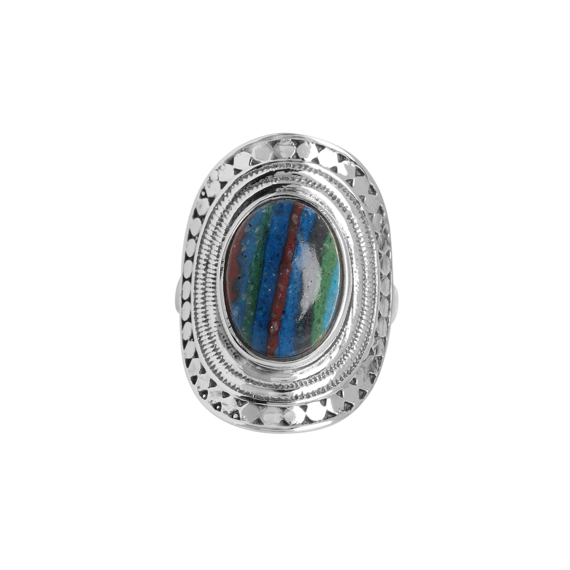 

Серебряное кольцо с радужным кальцитом, Чистое серебро 925 пробы, Ювелирные изделия ручной работы, Серебряные женские украшения Ar8943 11 синий