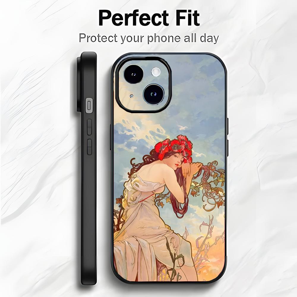 Retro Elegant Czech Art A-Alphonse Mucha Phone Case Phone Case Soft Packaging Lightweight For iPhone17 16 15 14 13ProMax iphone12promax