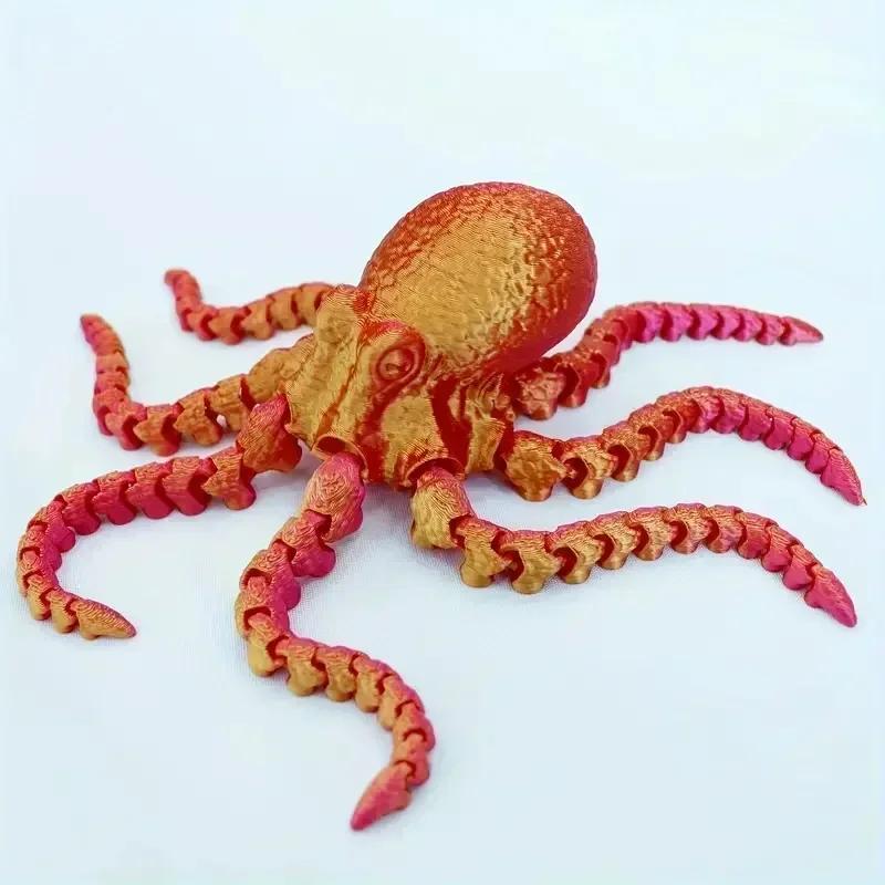 3D Printed Octopus Figurine Flexible Joints Home Office Desktop Decor Ocean Animal Aquarium Fish Tank Octopus Ornaments