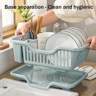 Draining Dish Rack with Drain Tray Prevents Water Accumulation Rack Large Partitioned Storage Organizer for Kitchen