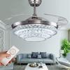Modern Crystal Ceiling Fan Light 4 Fan Blade 42" Luxury Decorative Bedroom Ceiling Fan Lamp Remote Control Ventilador Fans