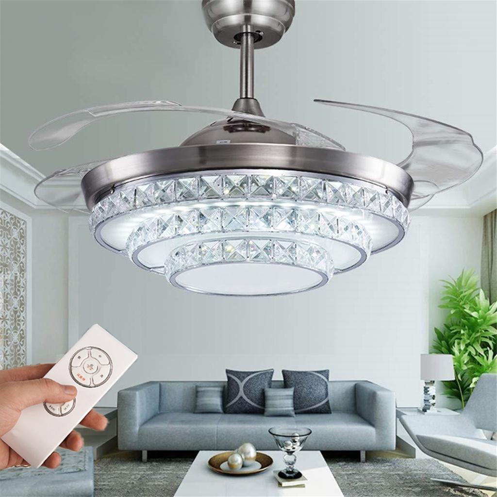 Modern Crystal Ceiling Fan Light 4 Fan Blade 42" Luxury Decorative Bedroom Ceiling Fan Lamp Remote Control Ventilador Fans