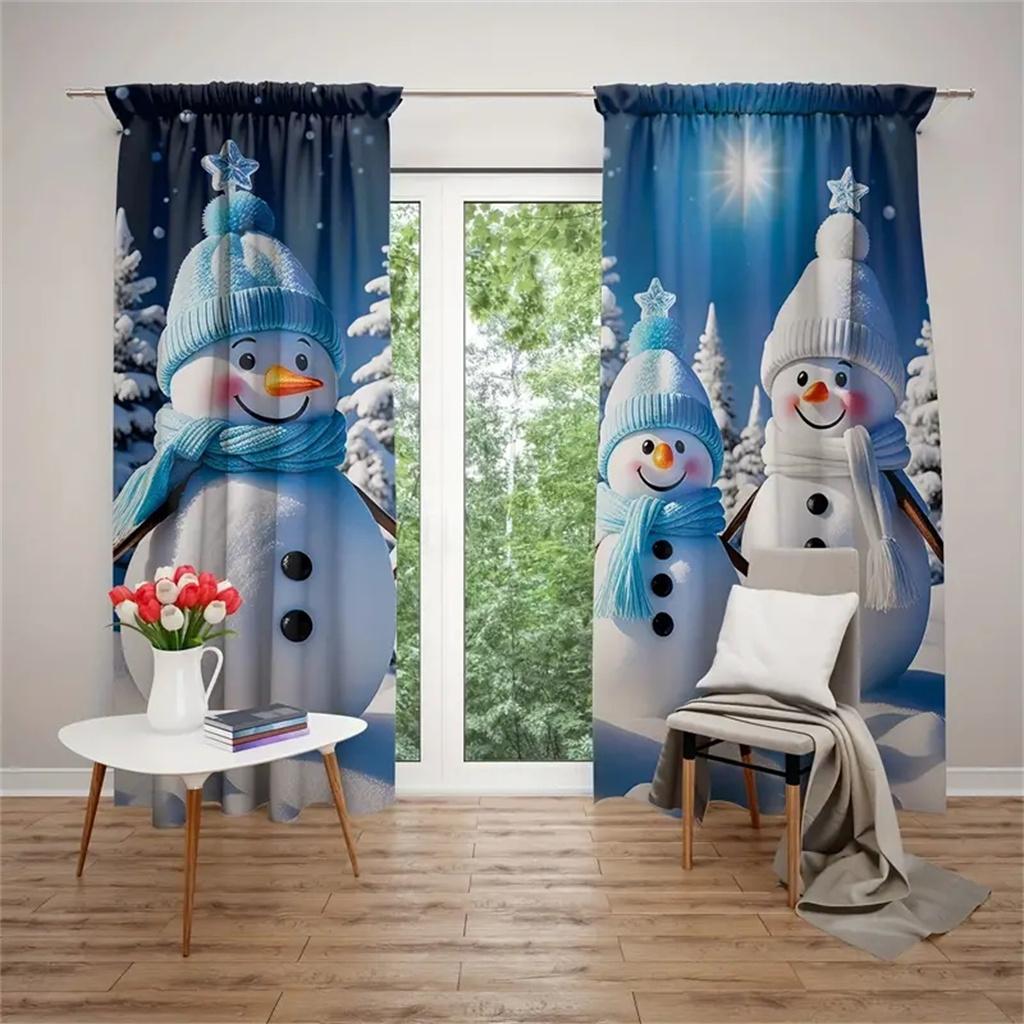 2 buc Perdele pentru cafenea Crăciun Om de zăpadă Fulg de zăpadă jumătate perdea opaca pentru dormitor sufragerie fereastră bucătărie birou acasă bucătărie