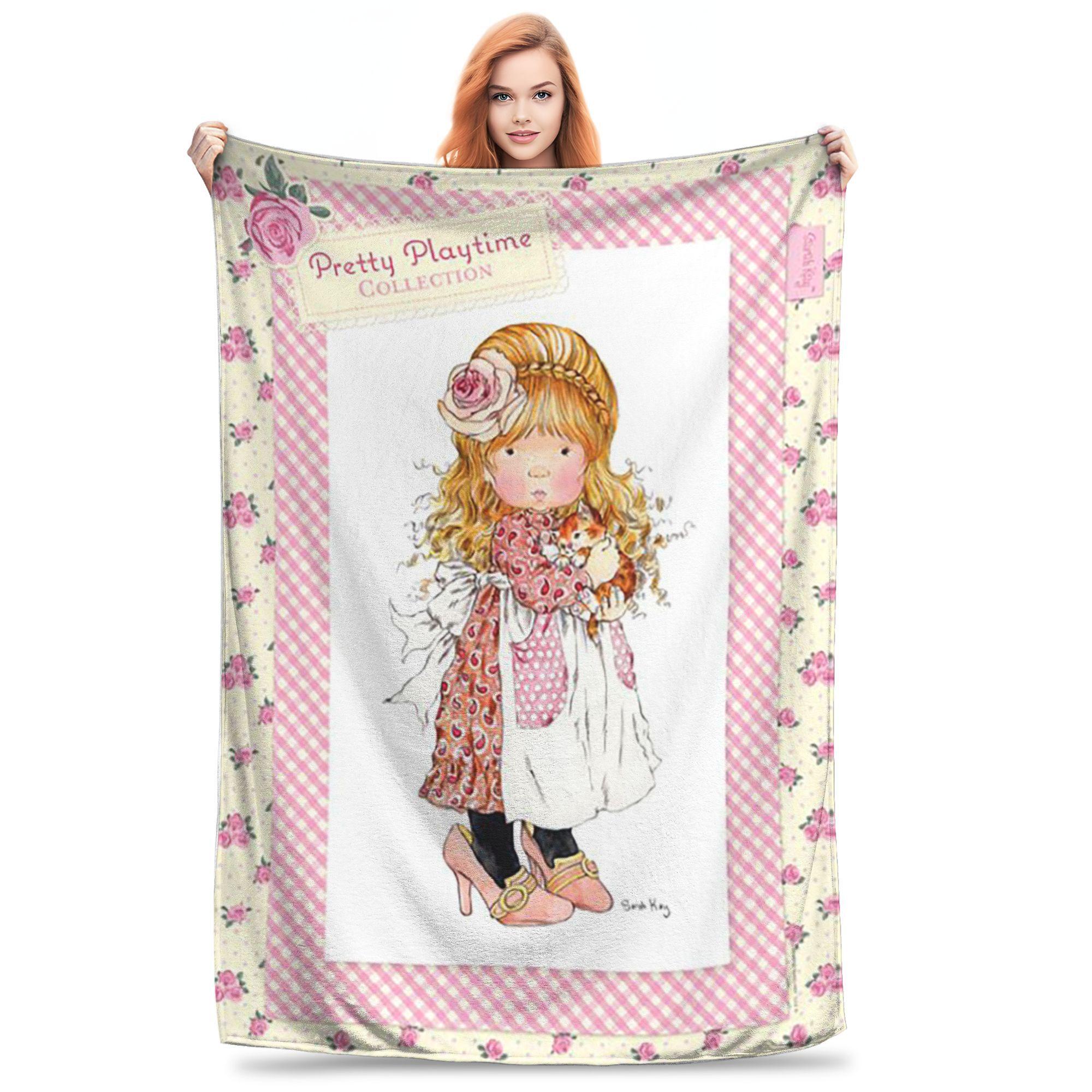 

Flannel Throw Blanket Sarah Kay Kitten Knitted Warm Plush Blankets Soft Bedding for Bed Living room Home Travel Sofa 80x120cm