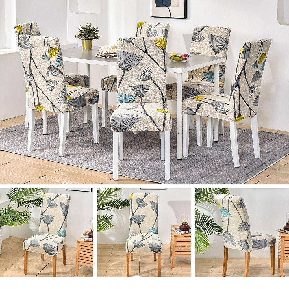 Printed Chair Cover Elastic Stretch Seat Cover Retro Chair Slipcover  Kitchen Use