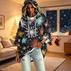 Women's Christmas Print Three-Quarter Sleeve Hooded Pullover Top