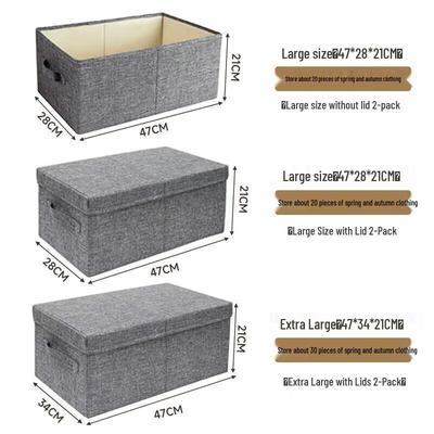 Grey Wardrobe Clothing Storage Box with Lid