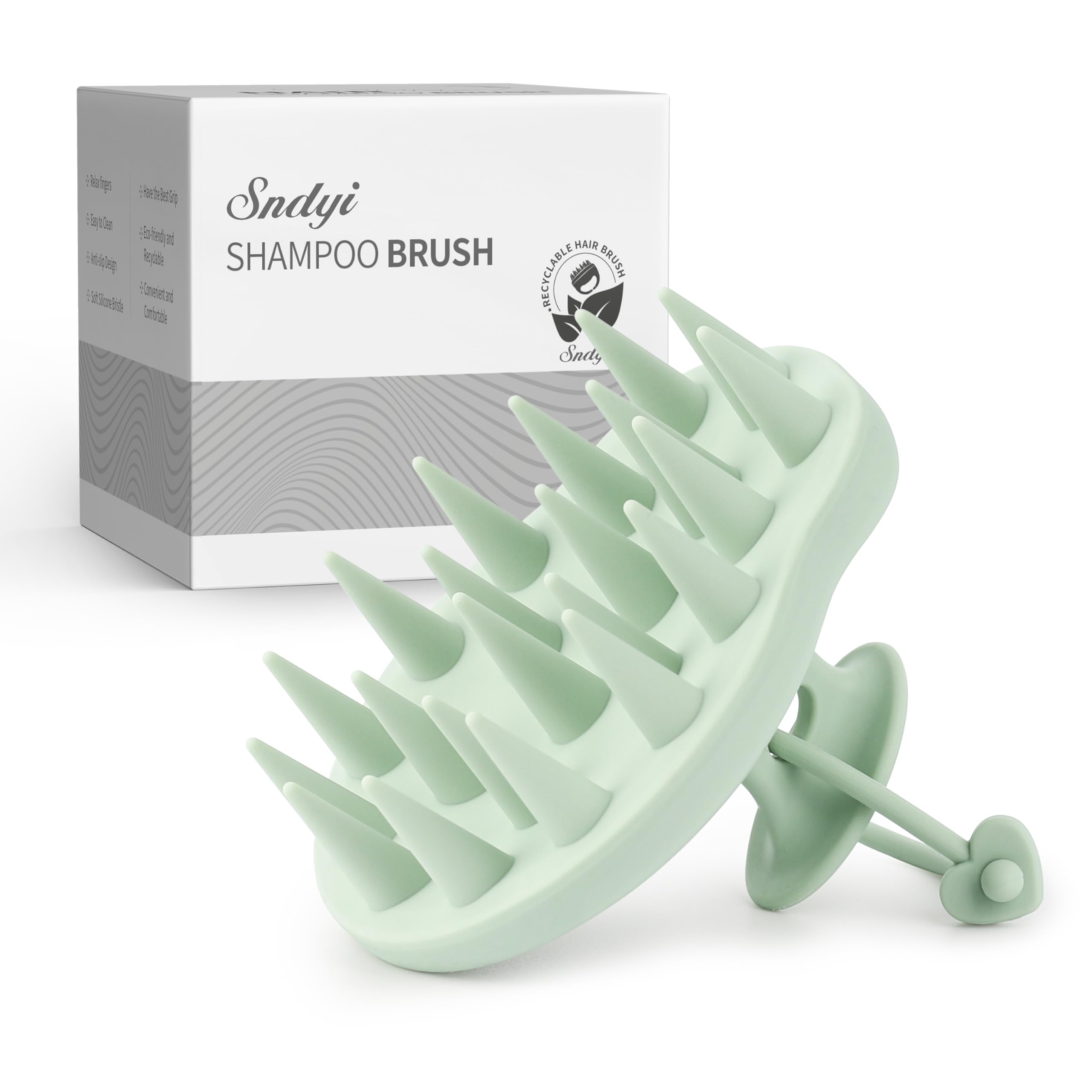 

Sndyi Silicone Scalp Brush with Detachable Scalp Shampoo Scalp Shampoo Brush for Gentle Scalp Scalp Hair Brush for Head Scalp Mint Green Hoop,