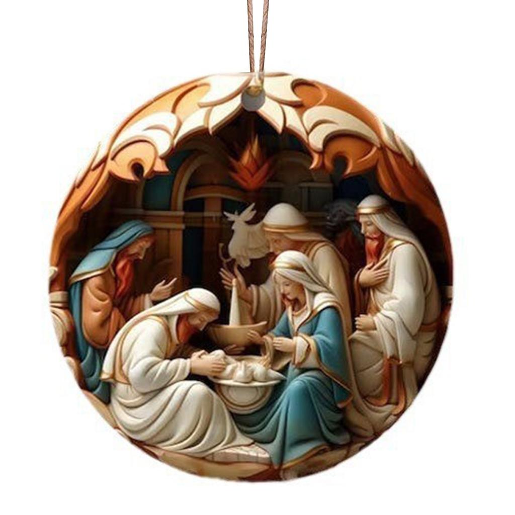Miljøvennlig akryl Jesus fødsel hengende ornament Perfekt for juletre og festlig veggdekorasjon
