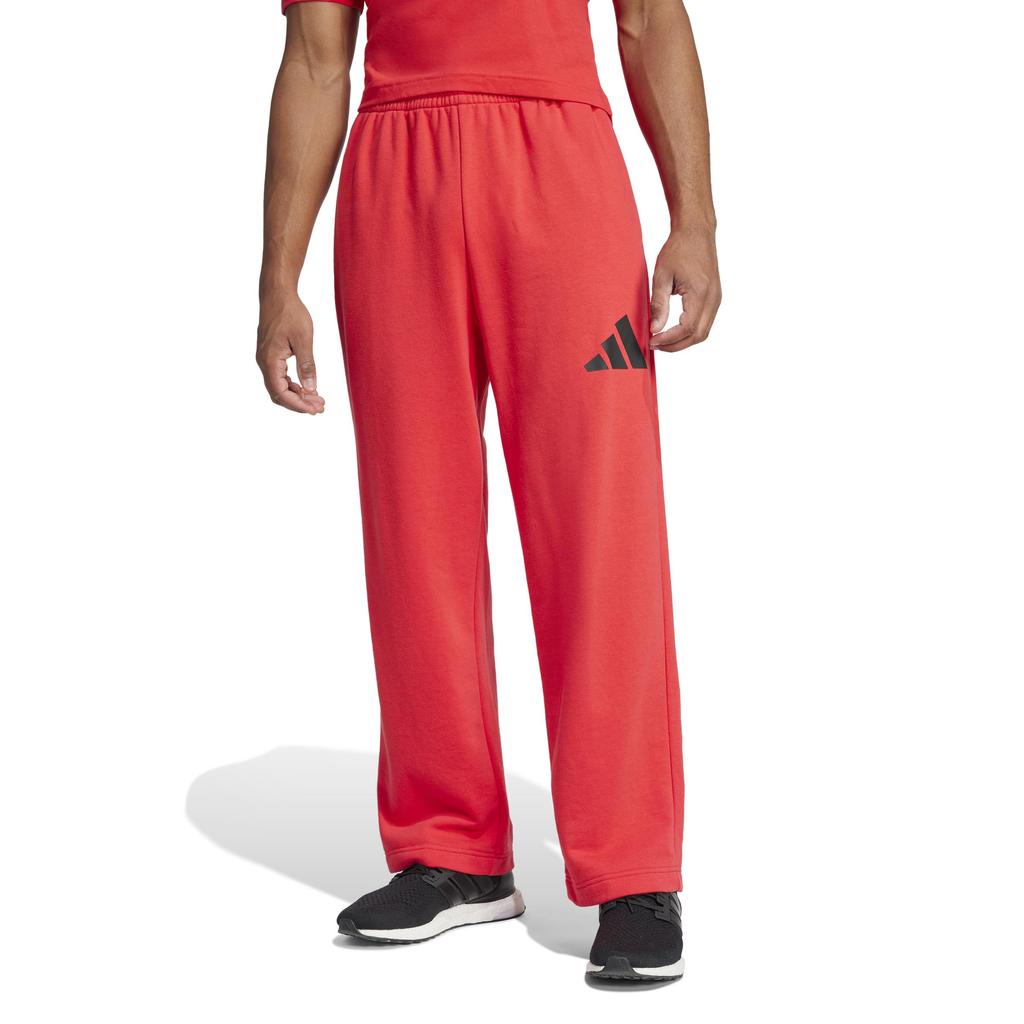 Adidas Sweat Essentials Wide Leg Logo Pants KRG27 Pure 3-Bar Men's Ruby/Black (JF3601) J/XL