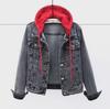 2025 Women's Short Slim Hooded Denim Jacket – Korean Style, Long-Sleeved, for Spring & Autumn Students