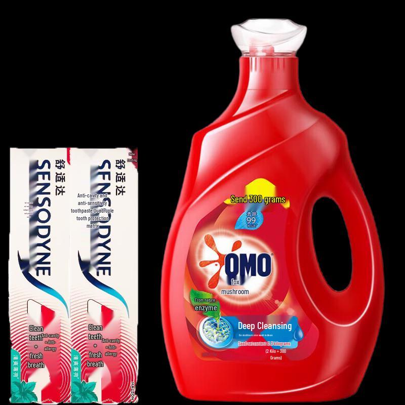 Sensodyne Mint Toothpaste (2x100g) & OMO Deep Clean Laundry Detergent (2.3kg) Bundle