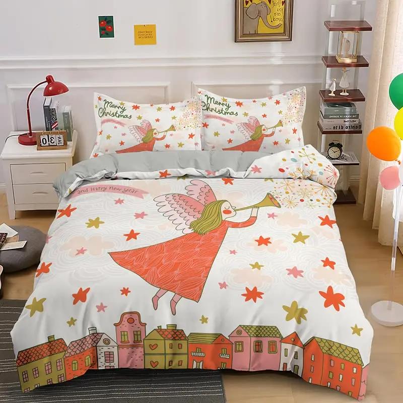 3D Angel Bedding Collection Golden Luxury Bedclothes European Pattern Duvet Cover Retro Chain Comforter Cover 3 Piece For Girls Boys