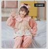 Kids' Flannel Cartoon Pajamas - Warm Coral Fleece for Girls, Autumn/Winter Collection