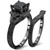 Luxury Ins Black Zircon Couple Ring European and American Fashion Women's Ring Black Gold Black Set Ring Jewelry Wholesale