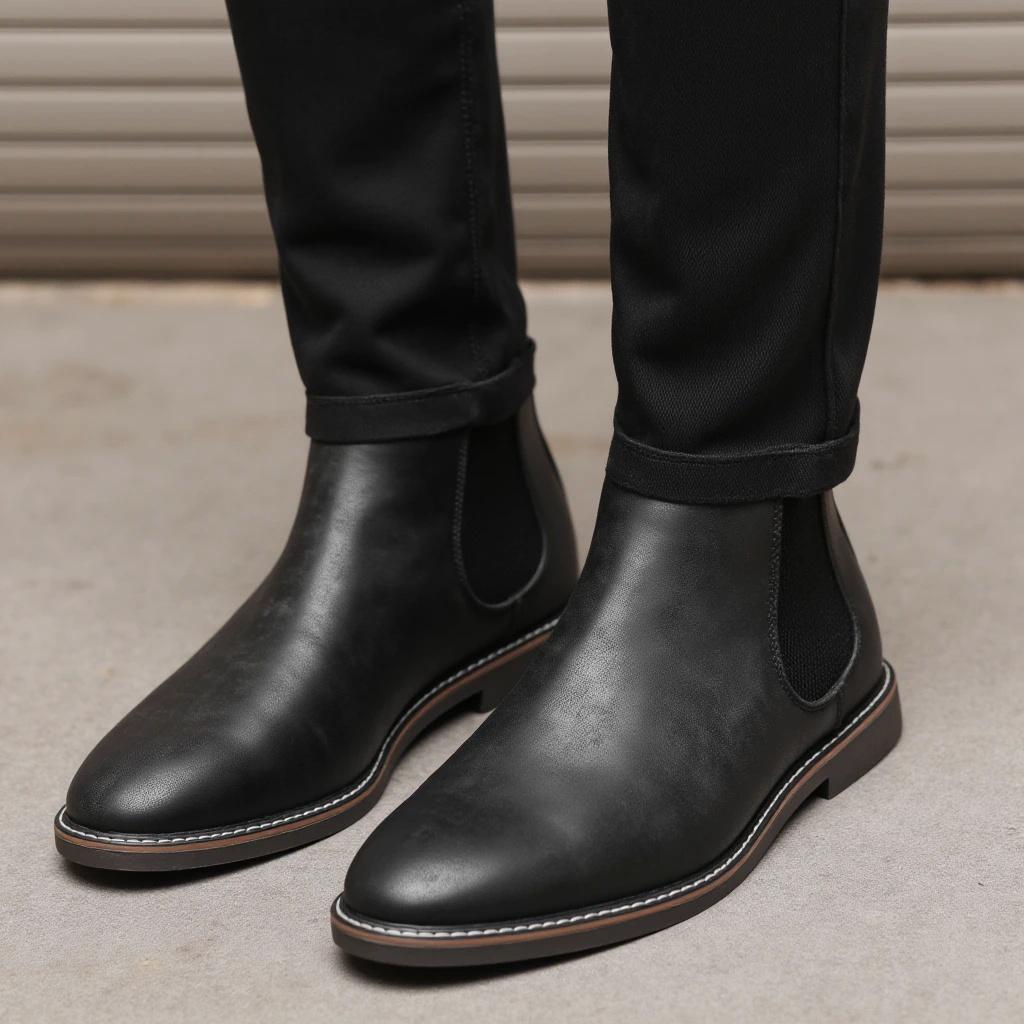 Chelsea Boots Men Retro Brand 2026 Casual Comfortable Fashion Boots Leather