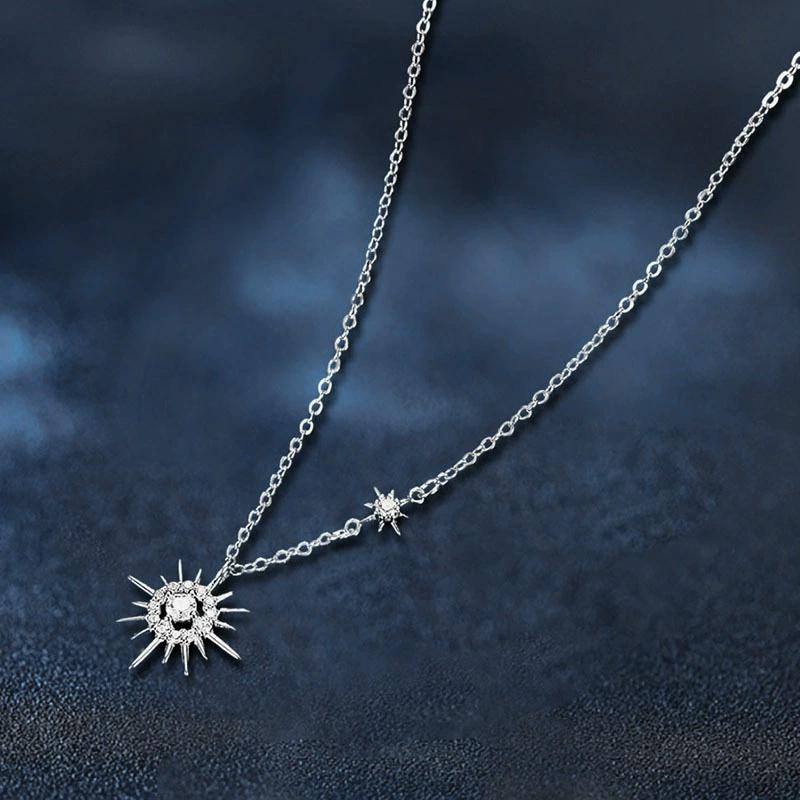 Tezzc Moissanite Lab Diamond Pendant Necklace for Women Men 925 Sterling Silver Sun Flower Party Fine Jewelry Wholesale