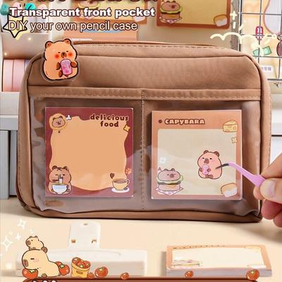 Kawaii Kapybara Papírnictví Set Velká Kapacita Kreslené Zvíře Papírnictví Oblek Odolný proti Opotřebení Kapybara Papírnictví Taška Pro Školu Teen