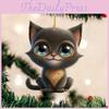 Acrylic Surface Flat Playful Big Eyed Cat Christmas Tree Pendant Hanging