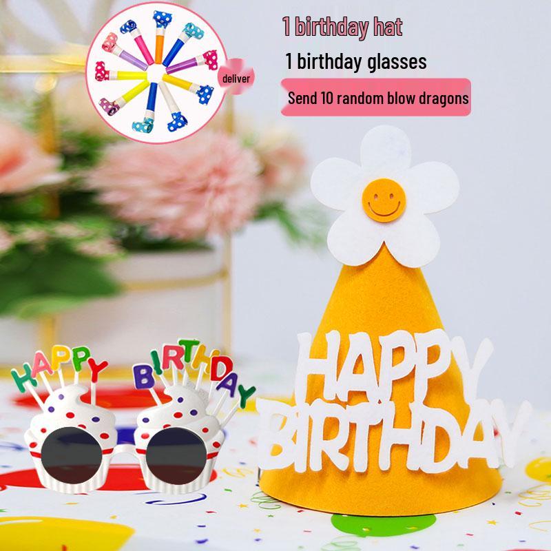First Birthday Party Glasses & Hats Set for Boys and Girls - Cake & Photo Props