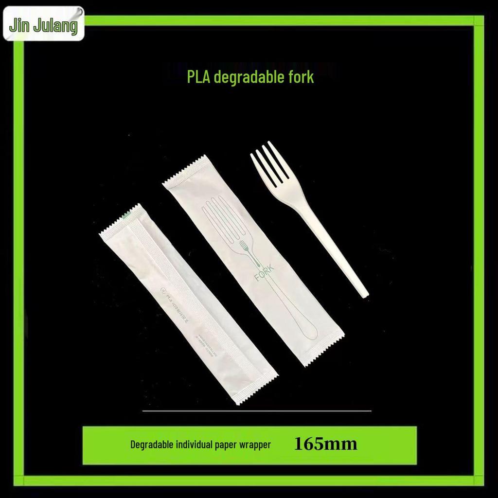 Set di posate biodegradabili in PLA: Coltello, Forchetta, Cucchiaio, Confezionati Singolarmente per Dolci e Pasti