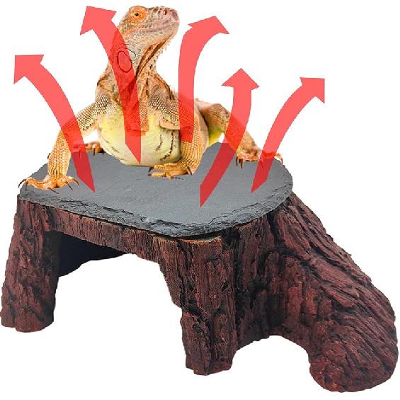 Bearded Dragon Basking Platform, Leopard Gecko Humid Hide, Reptile Hide Cave with Heat Storage Slate Stone, Crested Gecko Basking Rock, Hideout for
