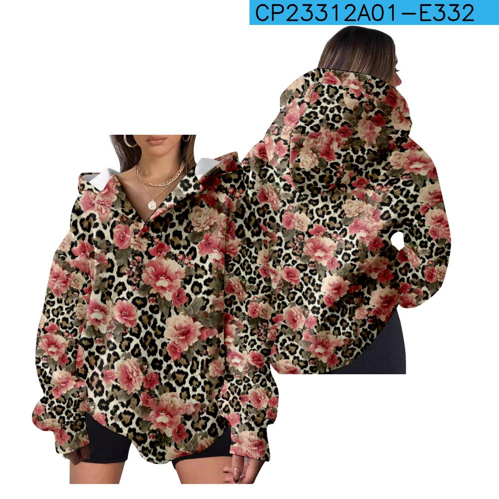 European and American Style Women's Hooded Sweatshirt - Casual, Loose Fit 3D Print for Autumn and Winter