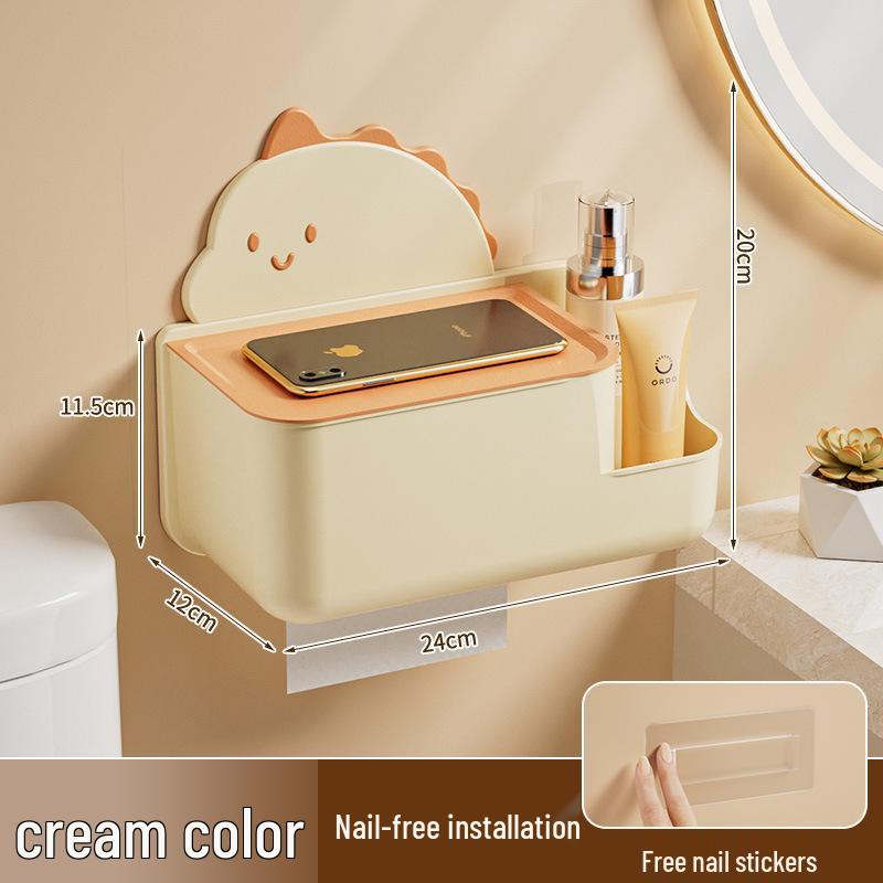 Wall-Mounted Punch-Free Cartoon Tissue Dispenser for Bathroom, Kitchen, and Living Room
