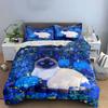 Blue Pumpkin Cat Art Decor Bedding Set with 1 Duvet Cover 2 Pillowcases Single Double King Queen, Gift