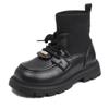 New Girls Socks Boots Black Beige Thick Bottom Kids Causal Fashion Boots Round-toe Patchwork Princess Children Shoes Non-slip