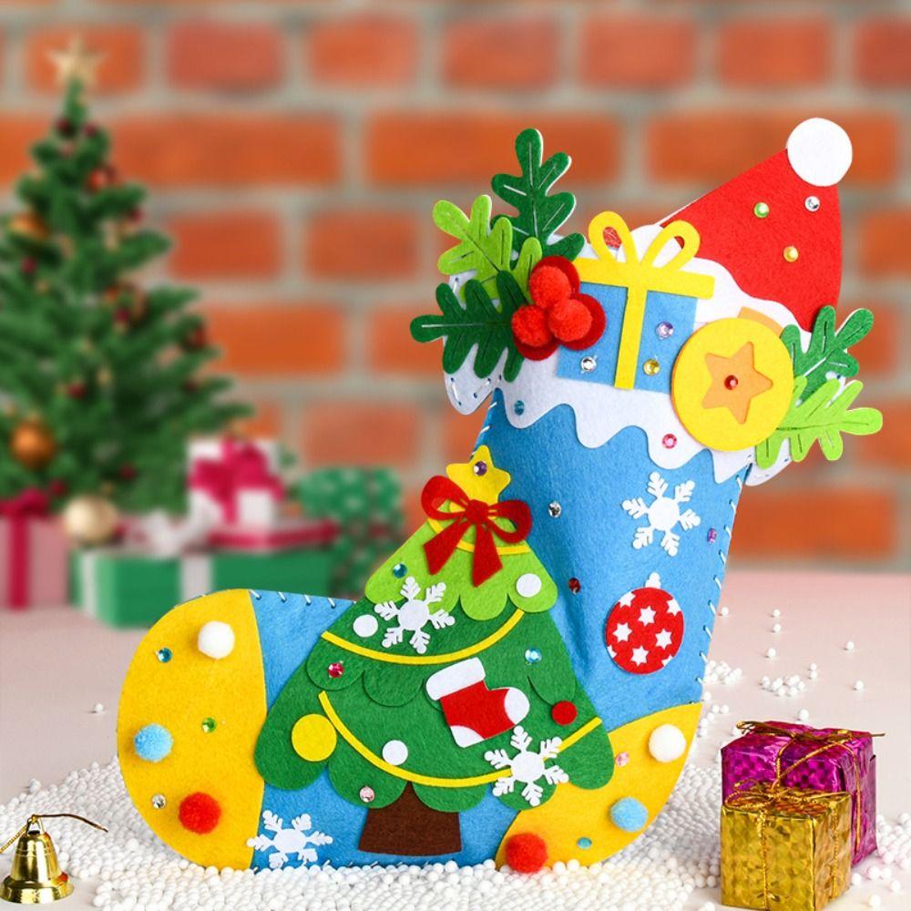 Non-woven Fabric DIY Christmas Stocking Snowman Portable Elk Xmas Bag  Party