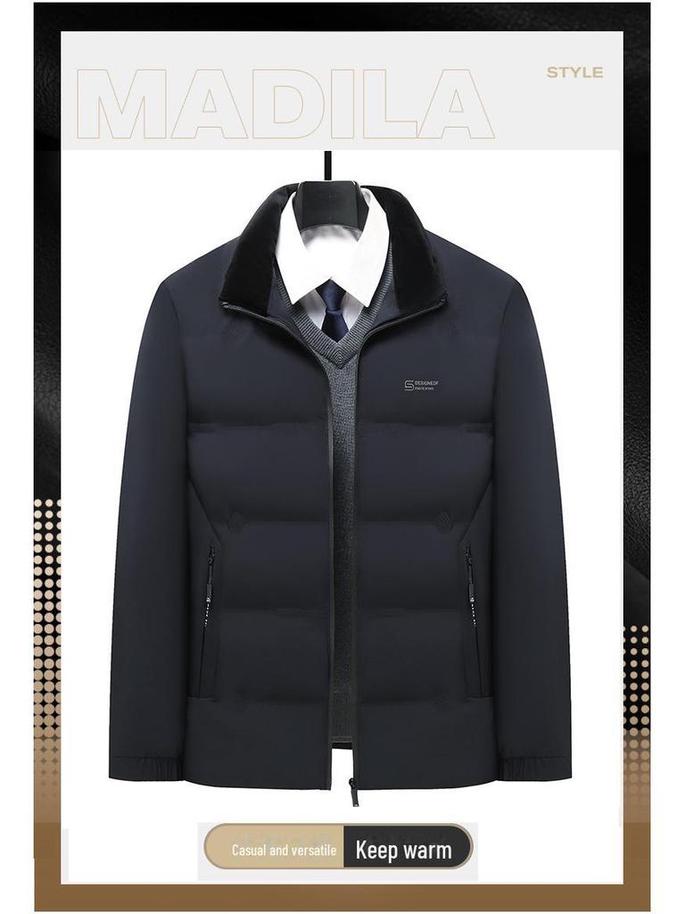 2024 Herren Dicke Baumwolljacke mit Stehkragen - Langarm Wintermantel für Mittelalte und Ältere