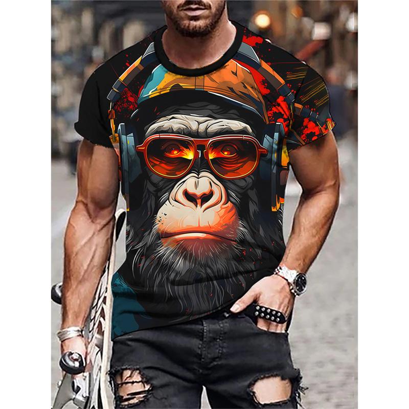 Men's 3D Pattern T-shirt - 3D Embroidery Design Round Neck Short Sleeve Loose Large Size Summer Men's Clothing