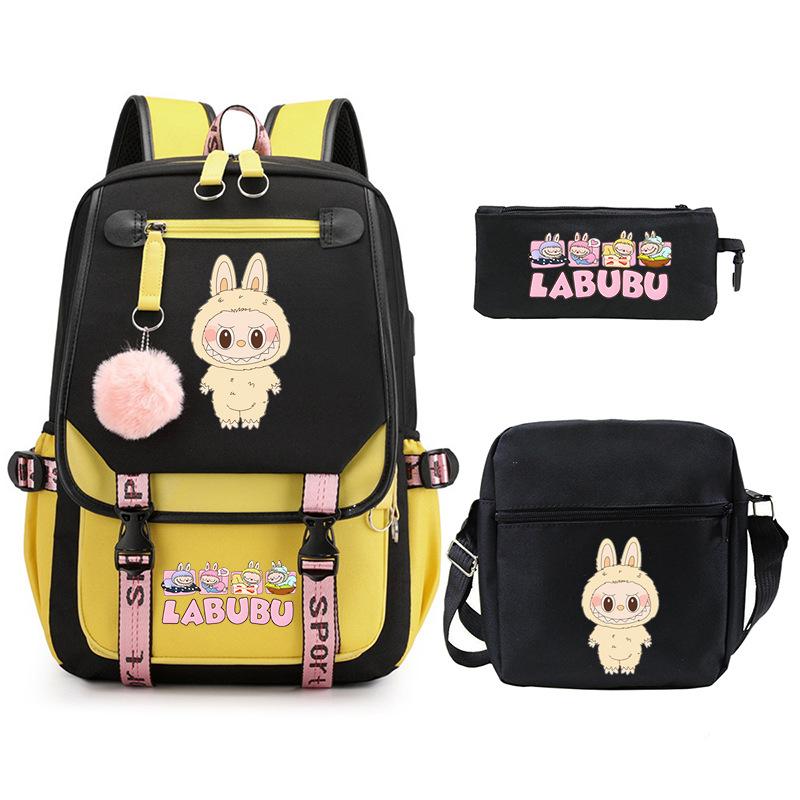 Cartoon Printed Children's Backpack Large Capacity Campus Trend Student Schoolbag Three-piece Set