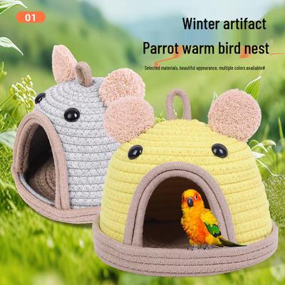 Handmade Cotton Rope Parrot Nest: Cozy Winter Haven for Cockatiels and Budgies with Cute Hook