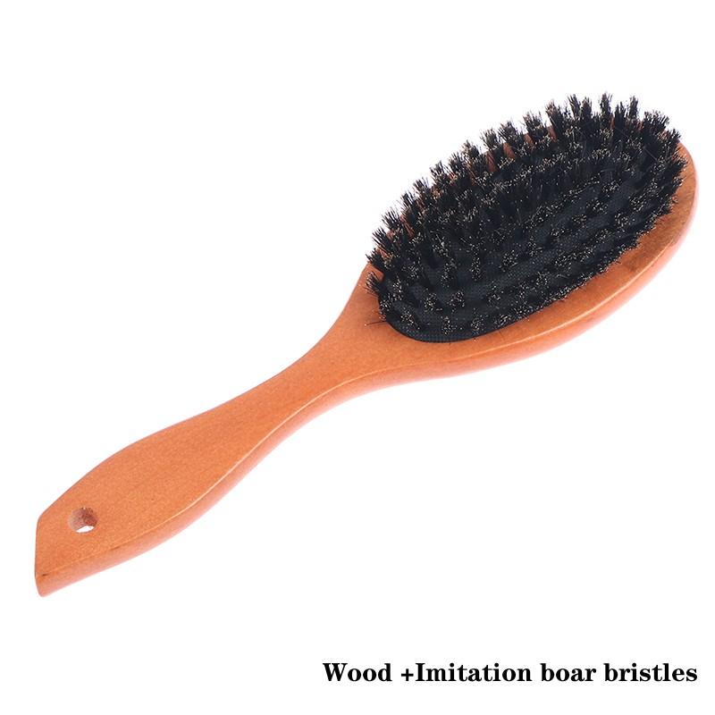 Natural Boar Bristle Hairbrush Massage Comb Anti-static Hair Scalp Paddle Brush Beech Wooden Handle Hair Brush Comb Styling Tool