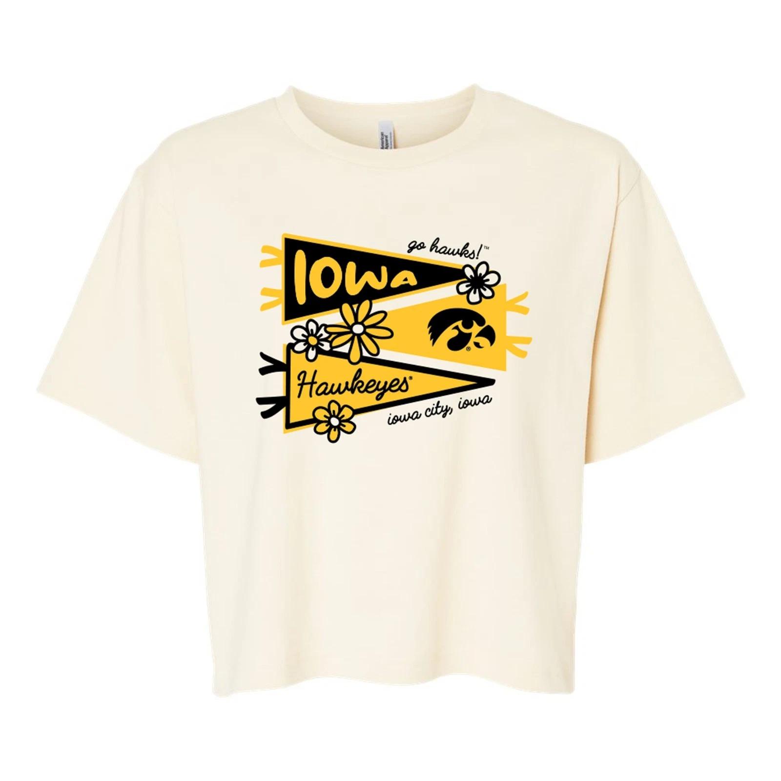 Iowa Cute Pennant Women s Fine Jersey Boxy Tee - Creme XL