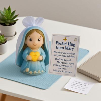 Pocket Hug Virgin Pocket Hug from Jesus or Mary Mini Mary Figurine with Card Emotional Support Pocket Hug Token Keepsake for Friends Family Thank You