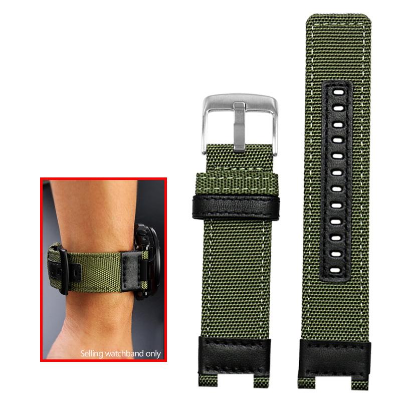 Nylon Canvas Leather Watchband For G-shock Casio GST-B100/S130/S100G/W300G/W330/400G/410 GST-W120L/S120/W130L/S110 Mens Strap
