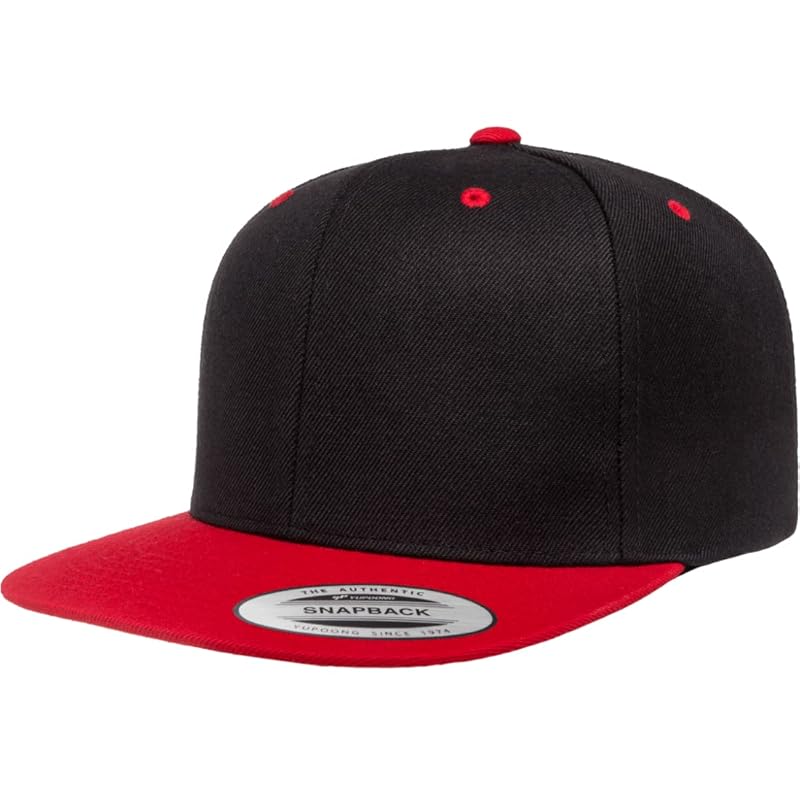 

[Flex fit] YUPOONG Youpon cap baseball flat visor adjustable 2 tone 10 colors Plain color 6089MT (Black/Red) [product]