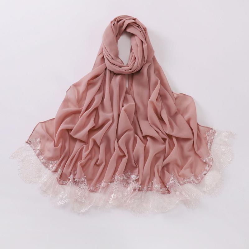 Eyelash Lace Chiffon Scarf With Beads For African Women
