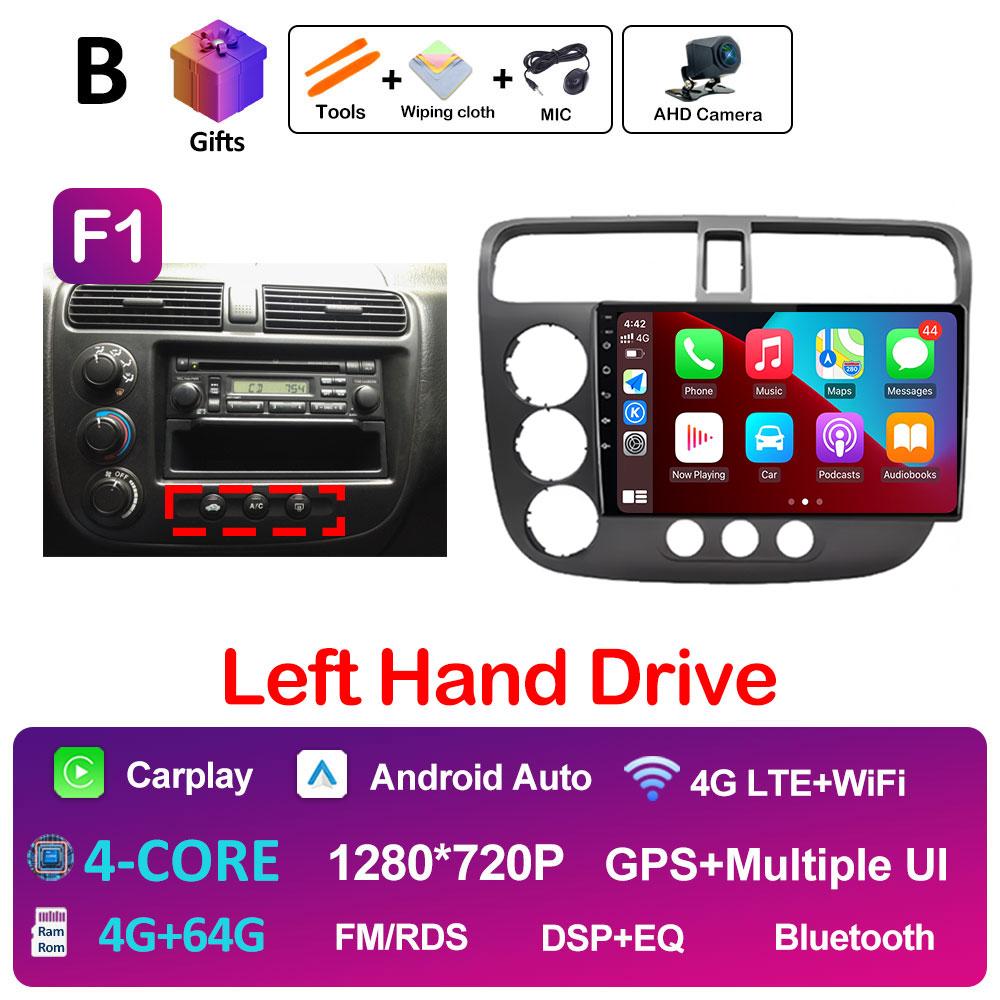 DSP Stereo GPS Navigation For Honda Civic 2000 2001 2002 2003 2004 2005 2006 Multimedia Player Android 14 Touch Screen Head Unit