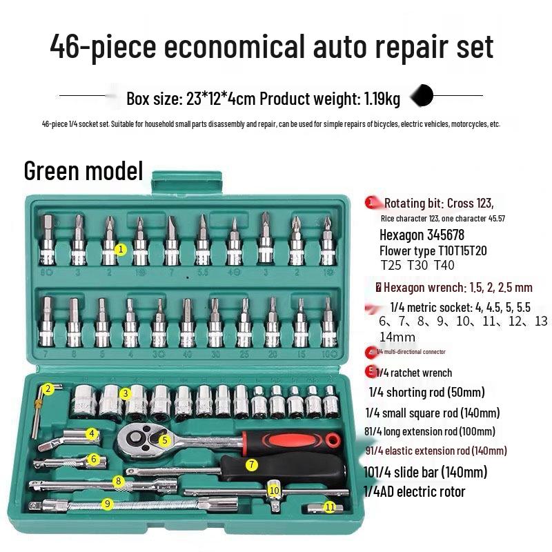 Comprehensive Car Mechanical Repair Tool Set with Socket Wrench