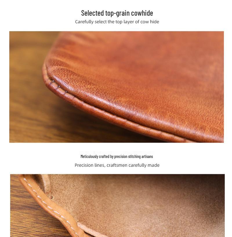 European Retro Cowhide Coin Purse: Hand-rubbed Leather Change Pouch with Drawstring