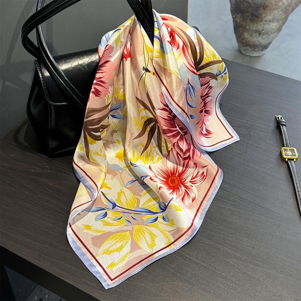 Marke 100% Reine Seide Schal Damen Haar Foulard Quadratisches Stirnband Schals Bandana Mode Neu Klein Hijab Druckschals Pashmina