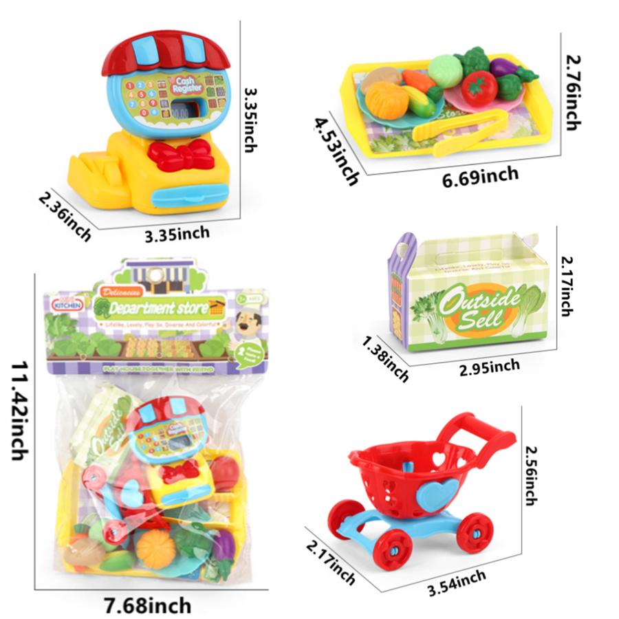 Mini Supermarket Cash Register Play House Shopping Cart Set Children's Toys