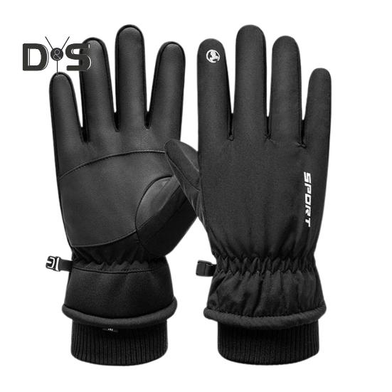 

1 пара унисекс зимних перчаток для велоспорта с утолщенной плюшевой подкладкой, водонепроницаемые, с сенсорным экраном, ветрозащитные, с отличным сцеплением и противоскользящими свойствами для холодной погоды, для вождения, катания на лыжах L чёрный